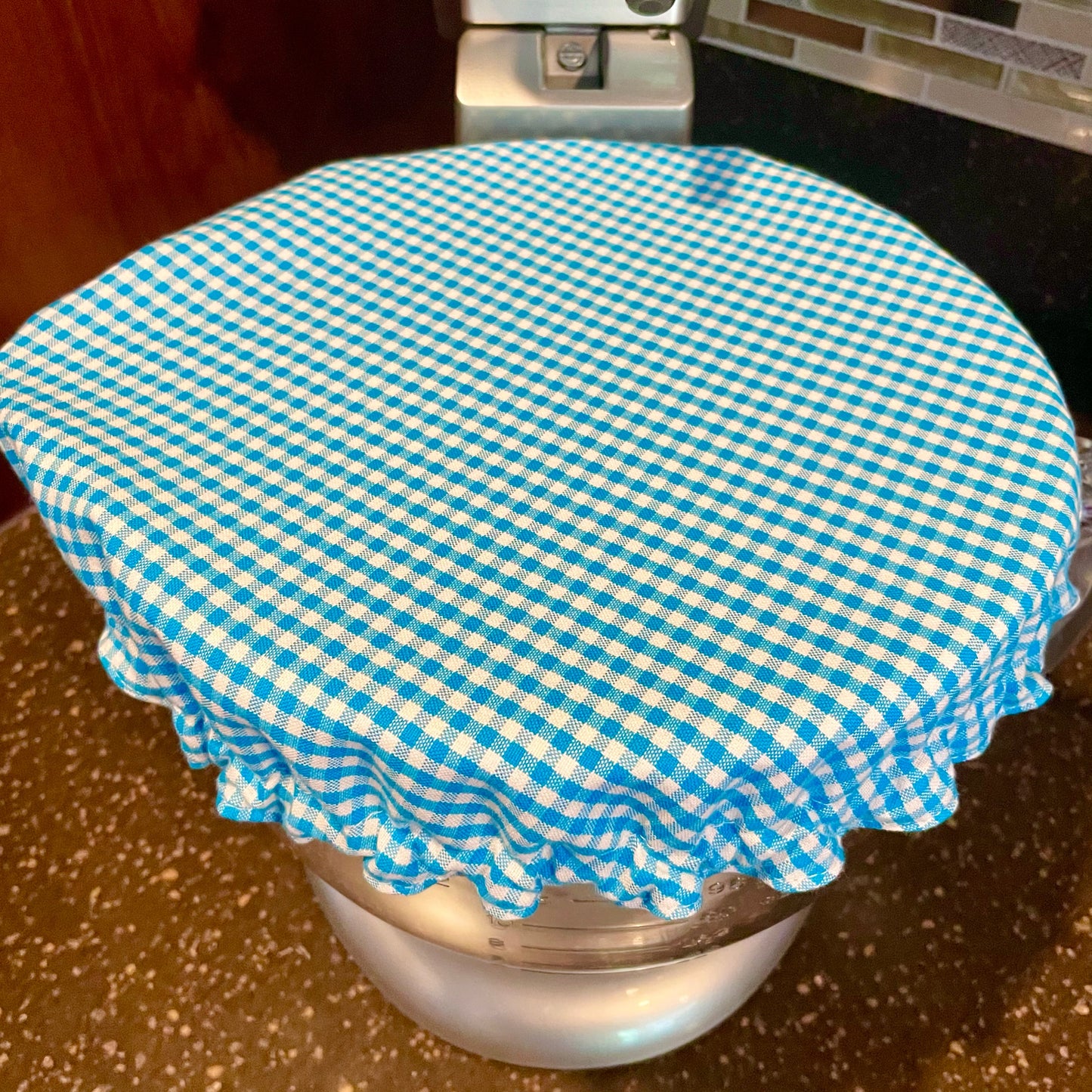 Stand Mixer Bowl Covers - Turquoise Gingham Check