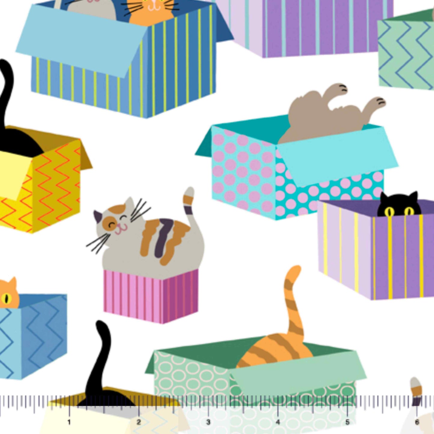 Fabric By The Yard - Cats & Boxes - 28576-Z - QT Fabrics