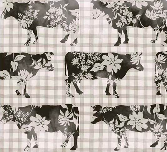 Floral Cows on Gingham by Michael Miller Fabrics