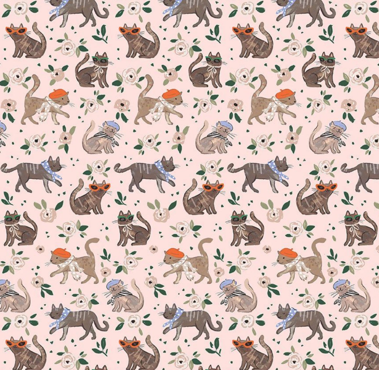 French Cats - Ma Belle Collection by C lara Jean for Dear Stella Fabrics in Blush