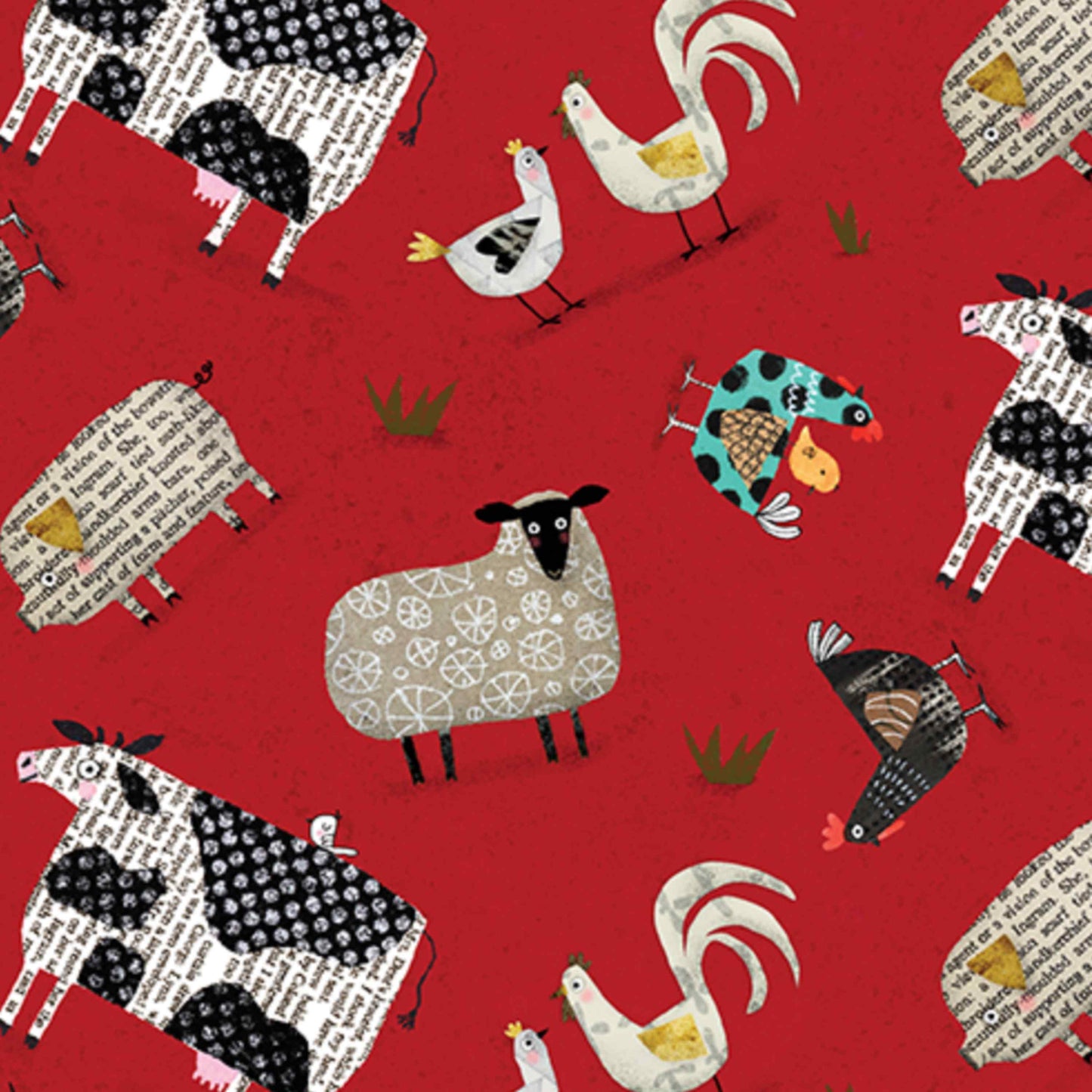Fabric By The Yard - On The Farm - Red  - 09450-10 - Benartex - Contempo Studios