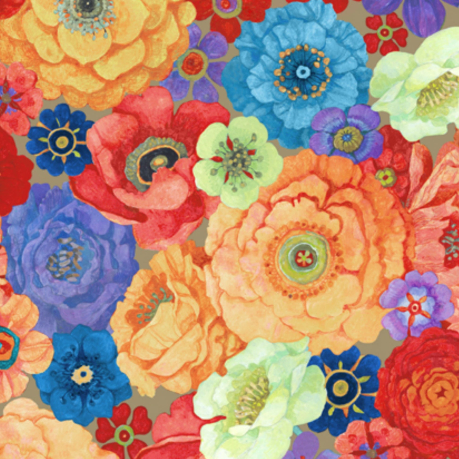 Clustered Floral - Peacock Blossom Collection by QT Fabrics