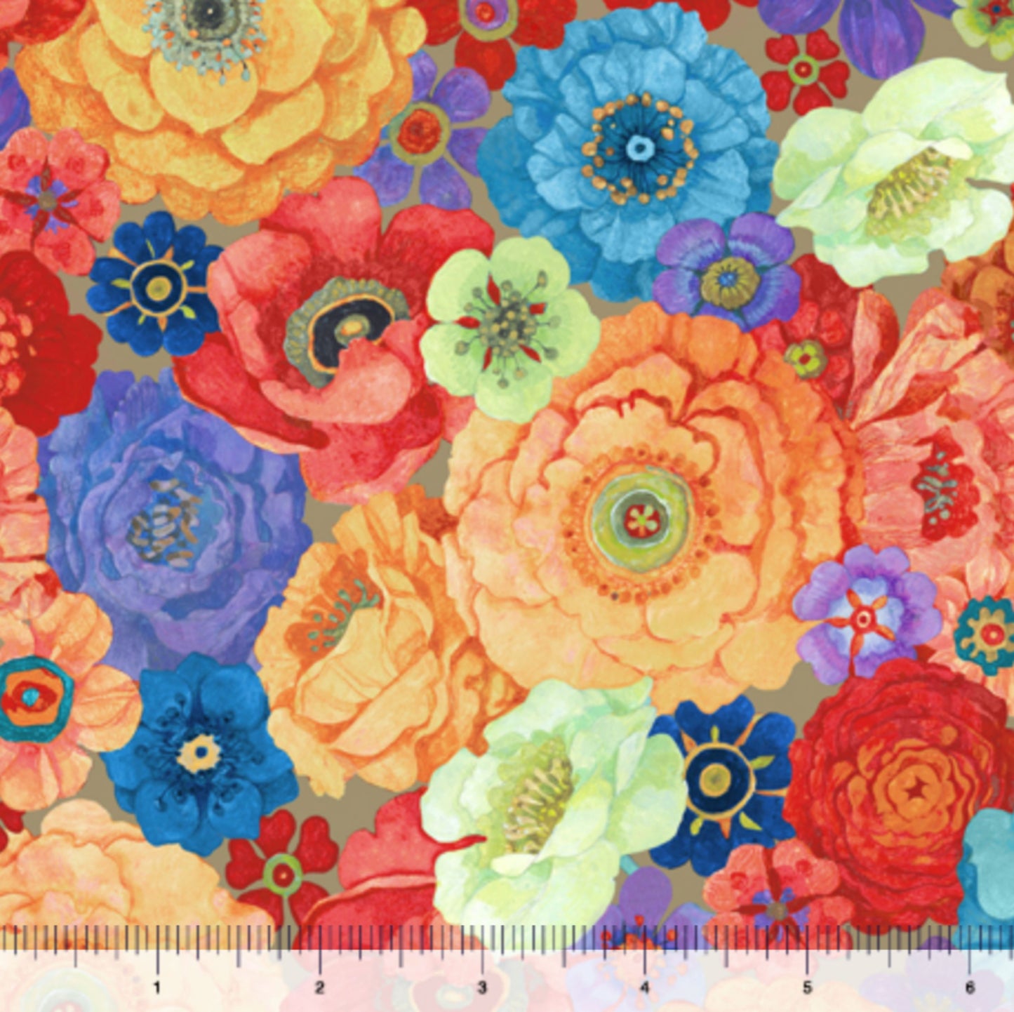 Fabric By The Yard - Clustered Floral - Peacock Blossoms - 29158-00 QT Fabrics