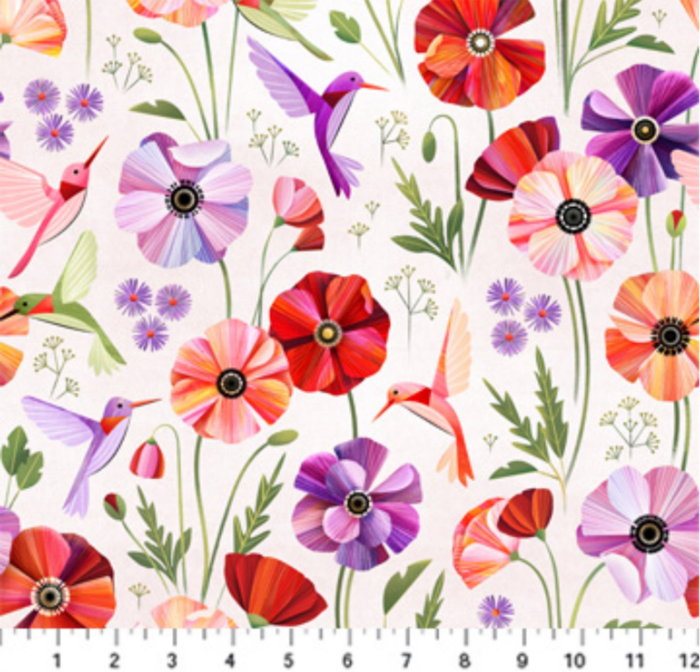Fabric By The Yard | Poppy Field | Sunday Collection | Figo Fabrics | D90629-10 White