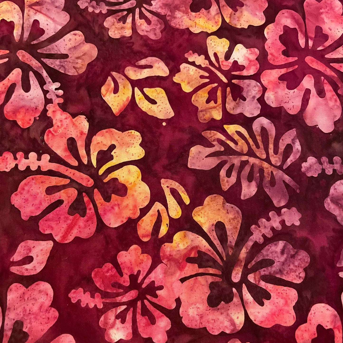 Fabric By The Yard - Tropical Hibiscus Batik - Sangria - BT8511-SANG-D