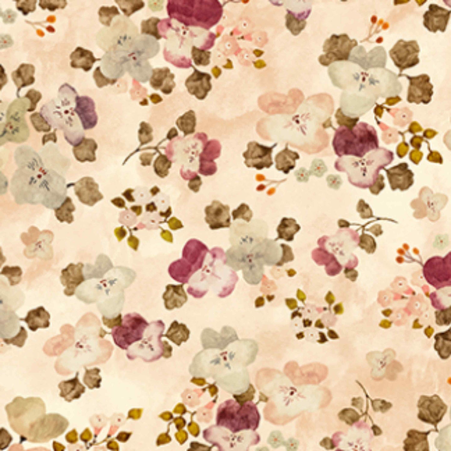 Fabric By The Yard - Watercolor Pansies - Marcel Collection - Cream - DP90291-21 - Figo Fabrics