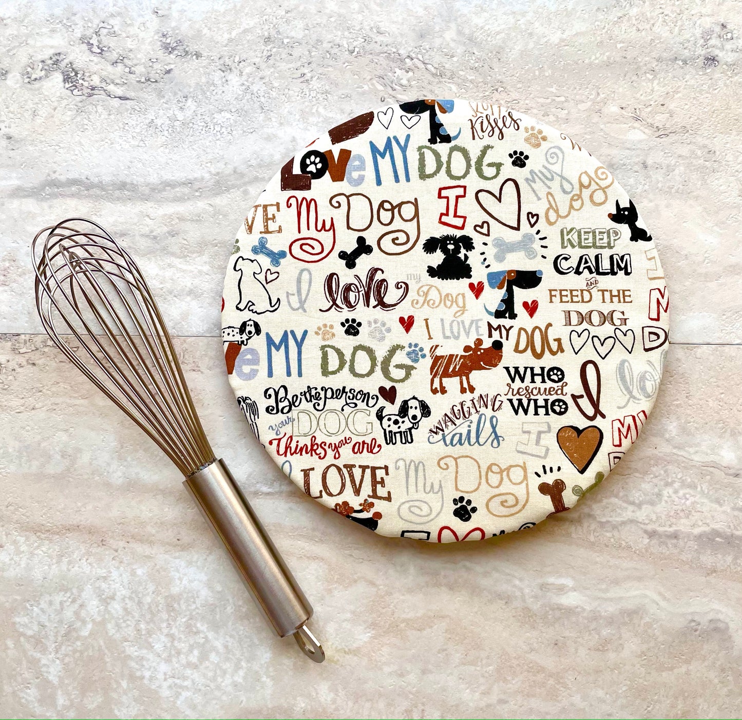 Love My Dog Fabric Bowl Cover