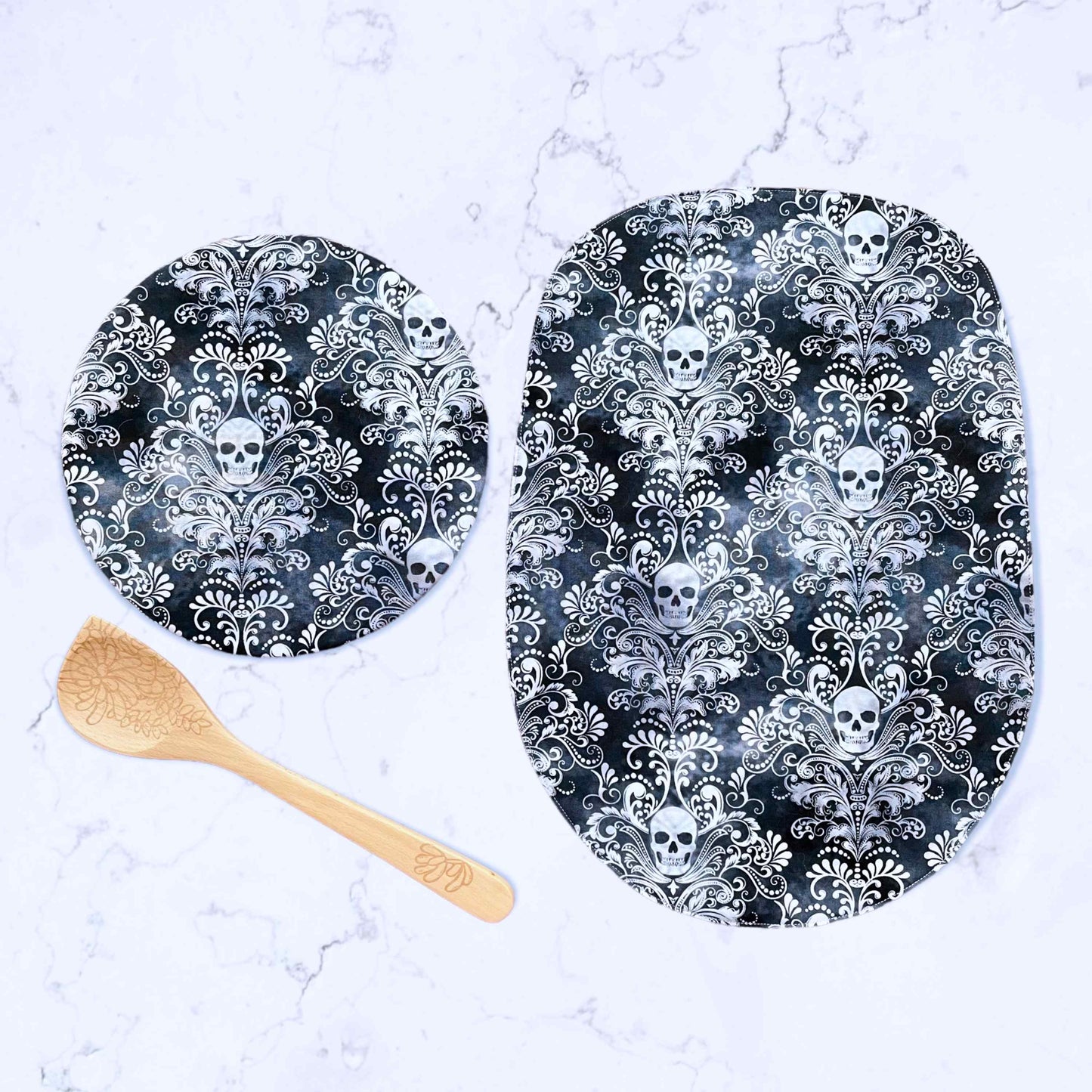Stand Mixer Bowl Covers -  Skull Damask