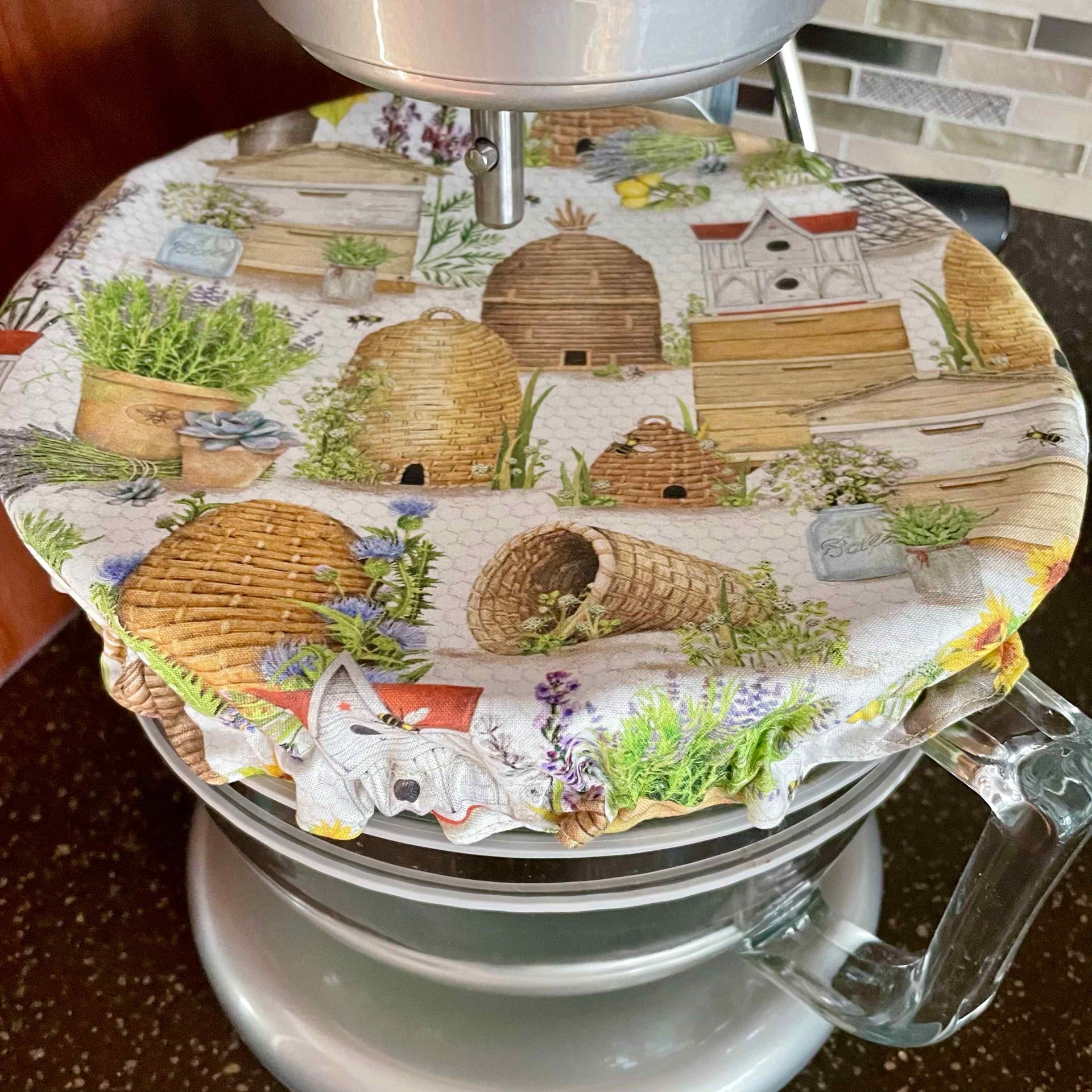 Stand Mixer Bowl Covers - Honeybloom Bees and Flowers Bowl Cover – Dalisay  Design Fabrics