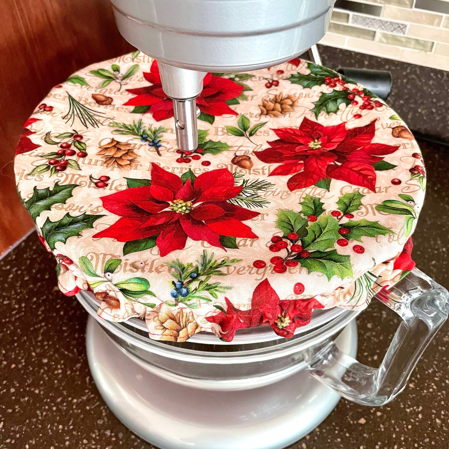 Christmas Poinsettia Mixer Bowl Cover KitchenAid 6 qt.