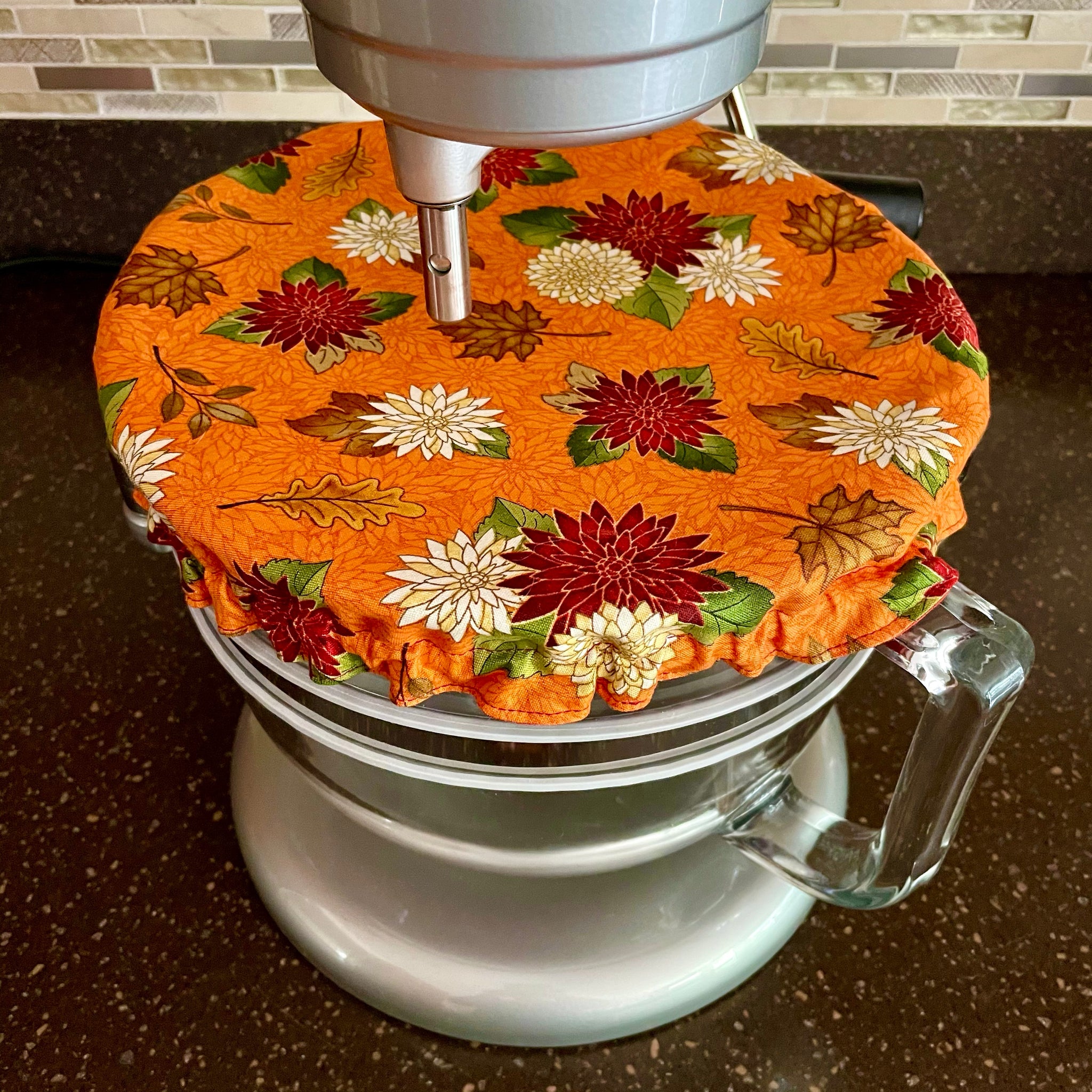 Stand Mixer Bowl Covers Orange Fall Floral Dalisay Design Fabrics