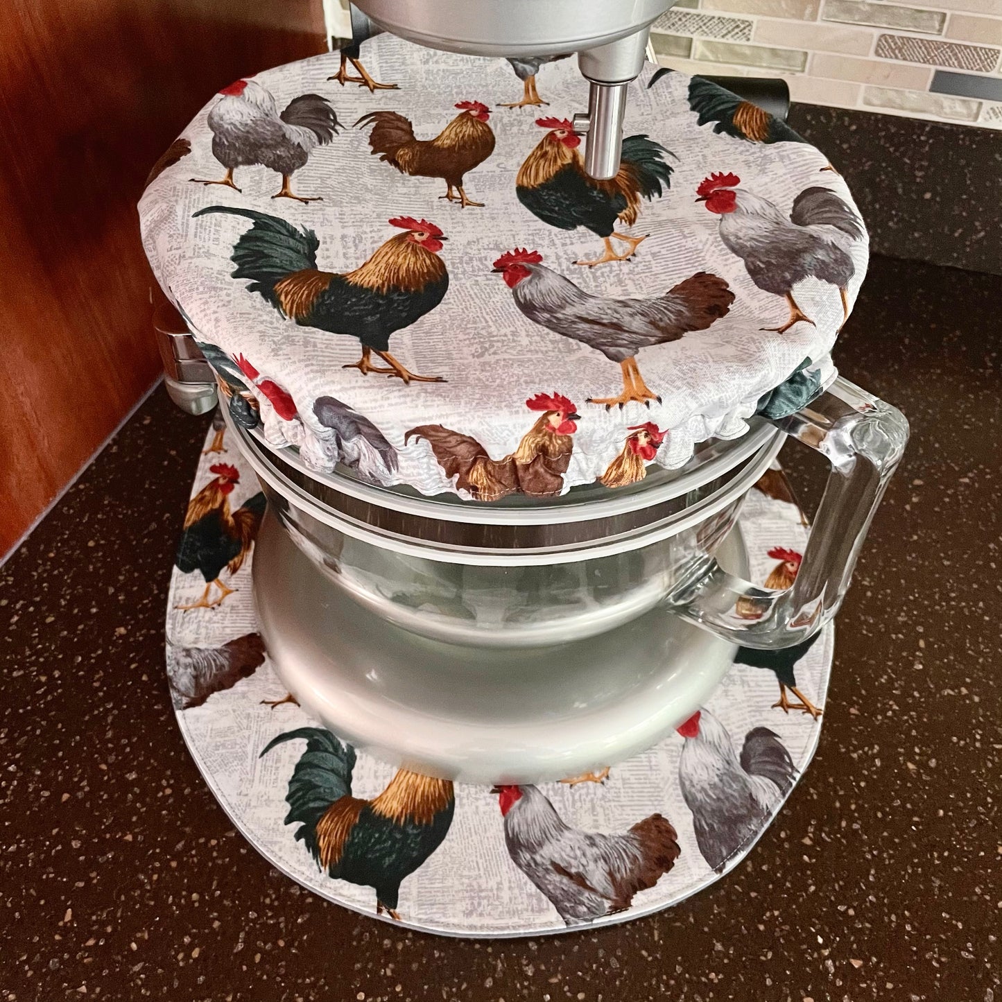Stand Mixer Slider Mat - Bright Roosters
