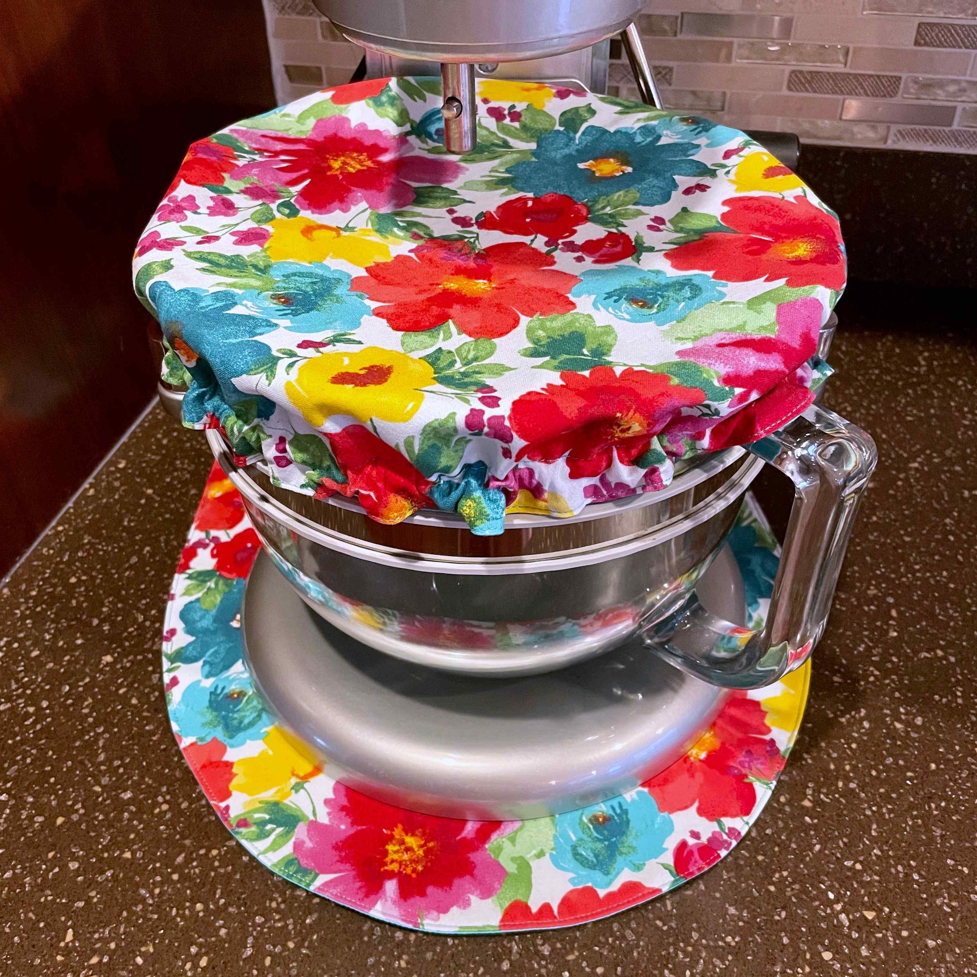 2 Piece Pioneer Woman Fabric Stand Mixer Mat and Bowl Cover Reversible,  Kitchen Decor, Ready to Ship 