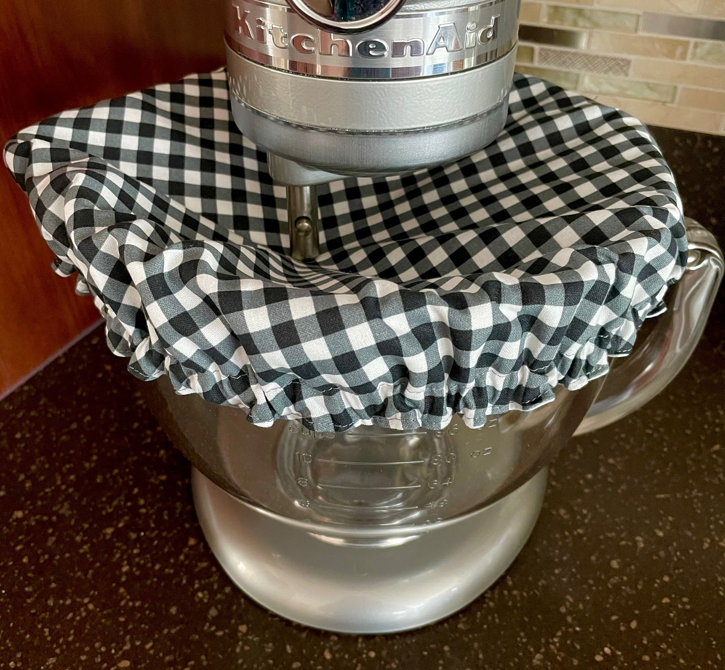 Stand Mixer Bowl Covers - Black and White Gingham Tiny Check