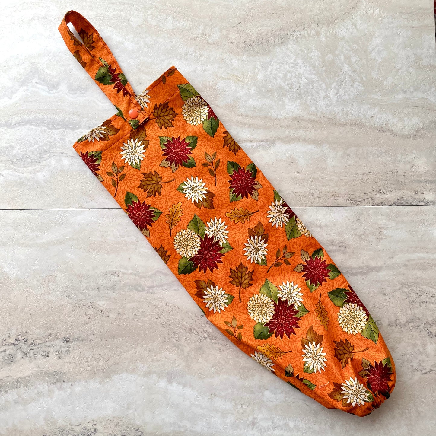 Plastic Bag Holder Dispenser - Orange Fall Floral