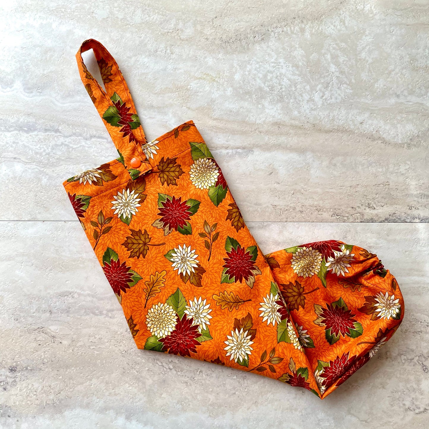 Plastic Bag Holder Dispenser - Orange Fall Floral