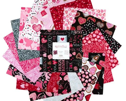 Hugs and Kisses Valentines Day Layer Cake Fabric