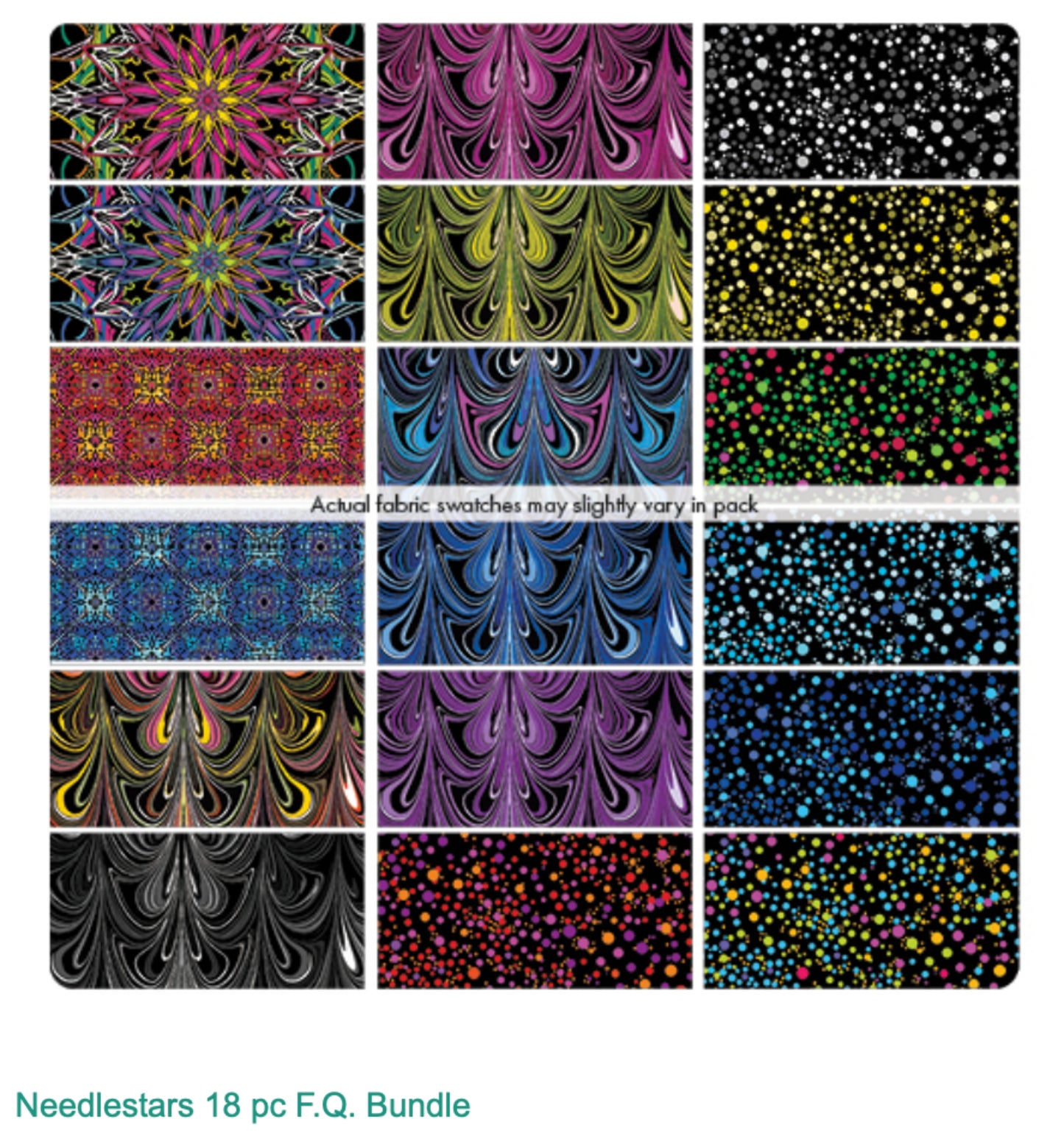 Needlestars 18 pc Fat Quarter Bundle by Paula Nadelstern for Benartex Fabrics FQNDSPK