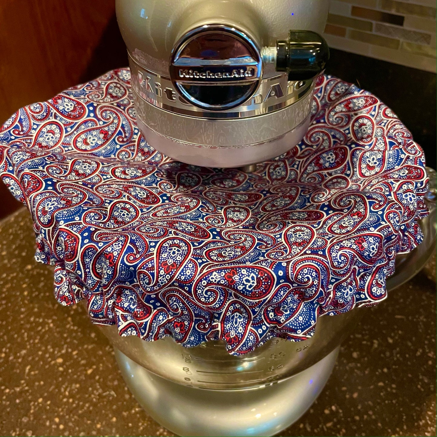 Stand Mixer Bowl Covers - Red White and Blue Paisley