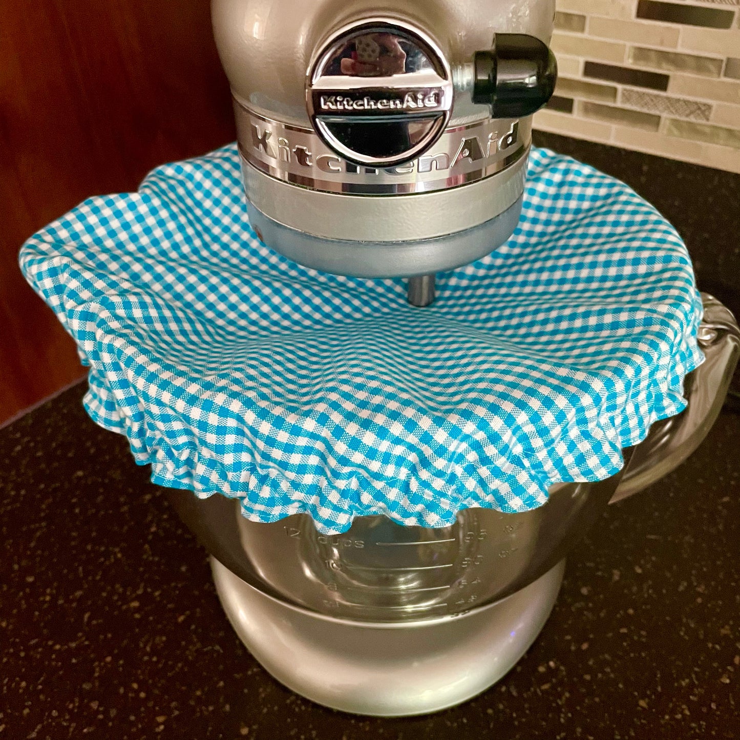 Stand Mixer Bowl Covers - Turquoise Gingham Check