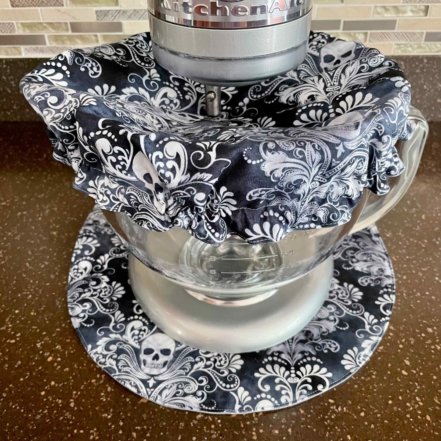 Stand Mixer Bowl Covers -  Skull Damask