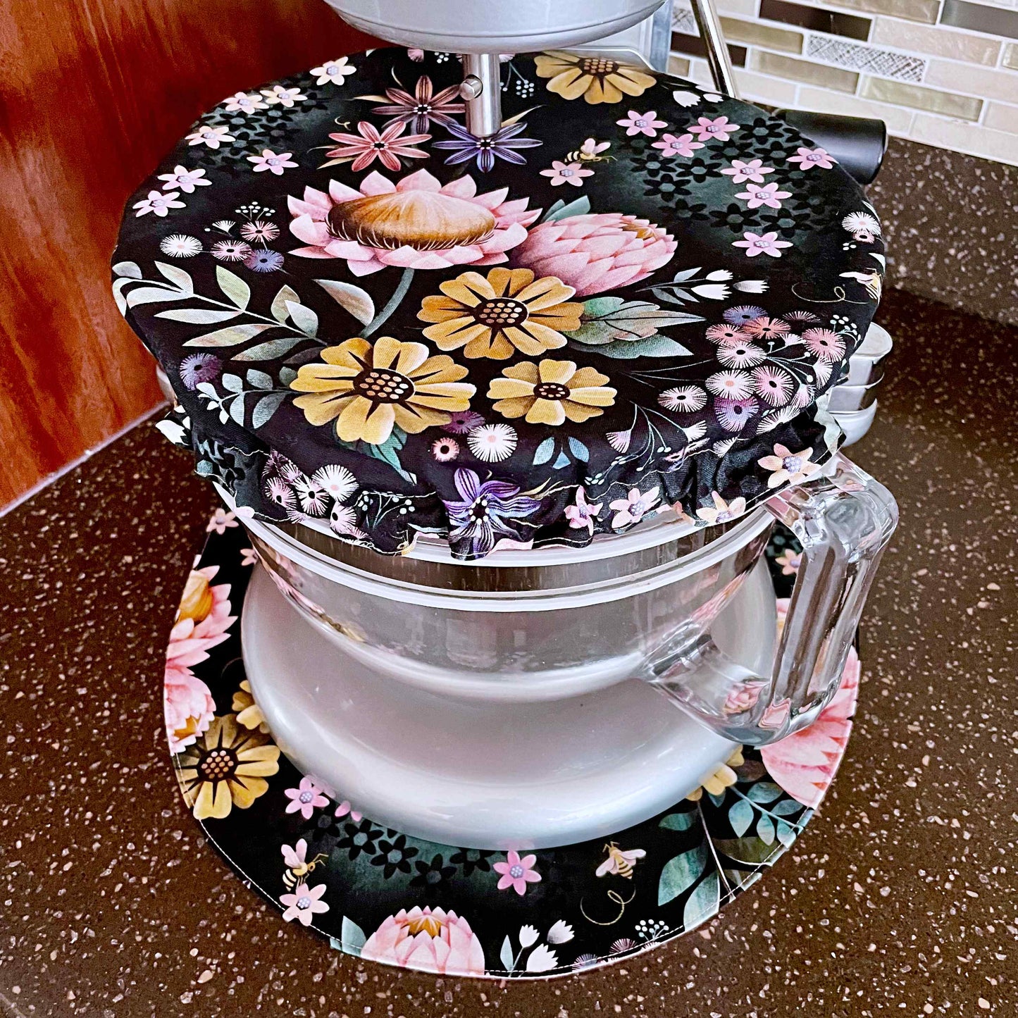 Stand Mixer Slider Mat | Honeybloom Bees and Flowers Mixer Slider Mat