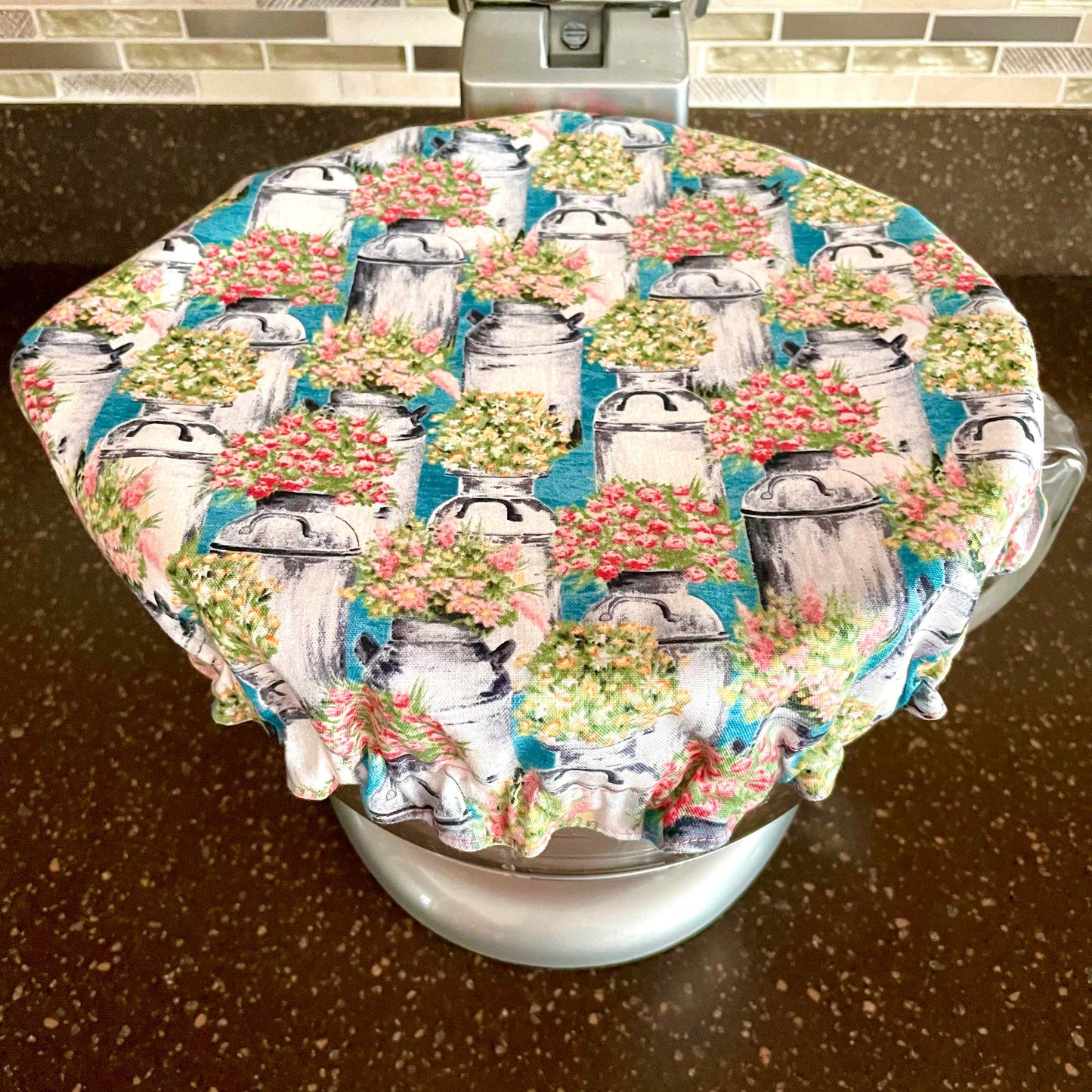 Stand Mixer Bowl Covers - Milk Cans With Flowers
